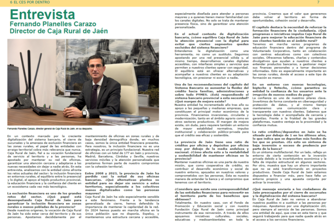 Entrevista a Fernando Planelles en el Boletín CES (Consejo Económico Social)